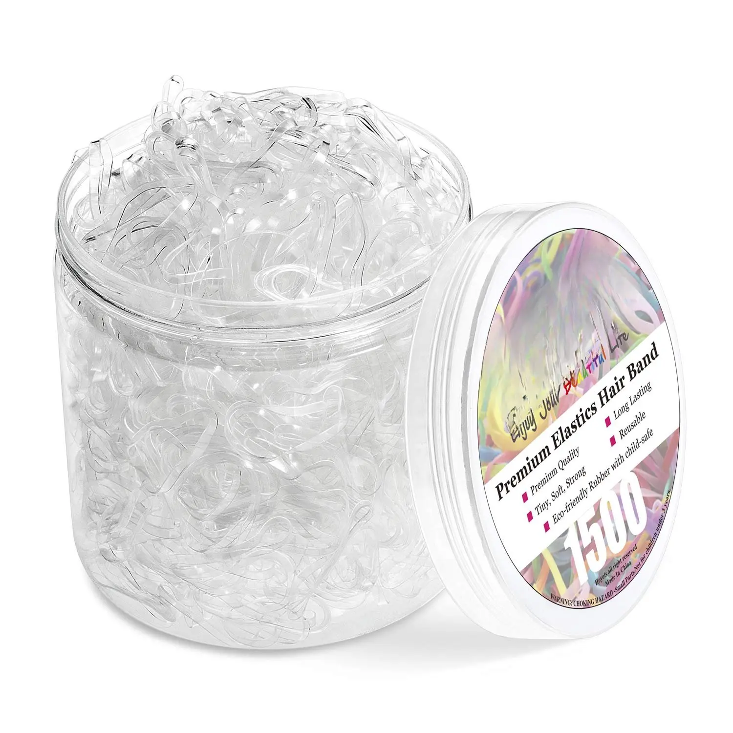 Clear Elastic Hair Rubber Bands, 1500 count Mini Small Clear Ponytail Elastics Holders for Blond  Girls Hair No Crease  No Hurt 1 Inch TPU