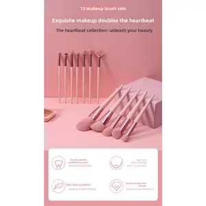 Makeup brush set of 12 pieces - Heartwarming powder ultra-soft hair eyeshadow loose powder brush set