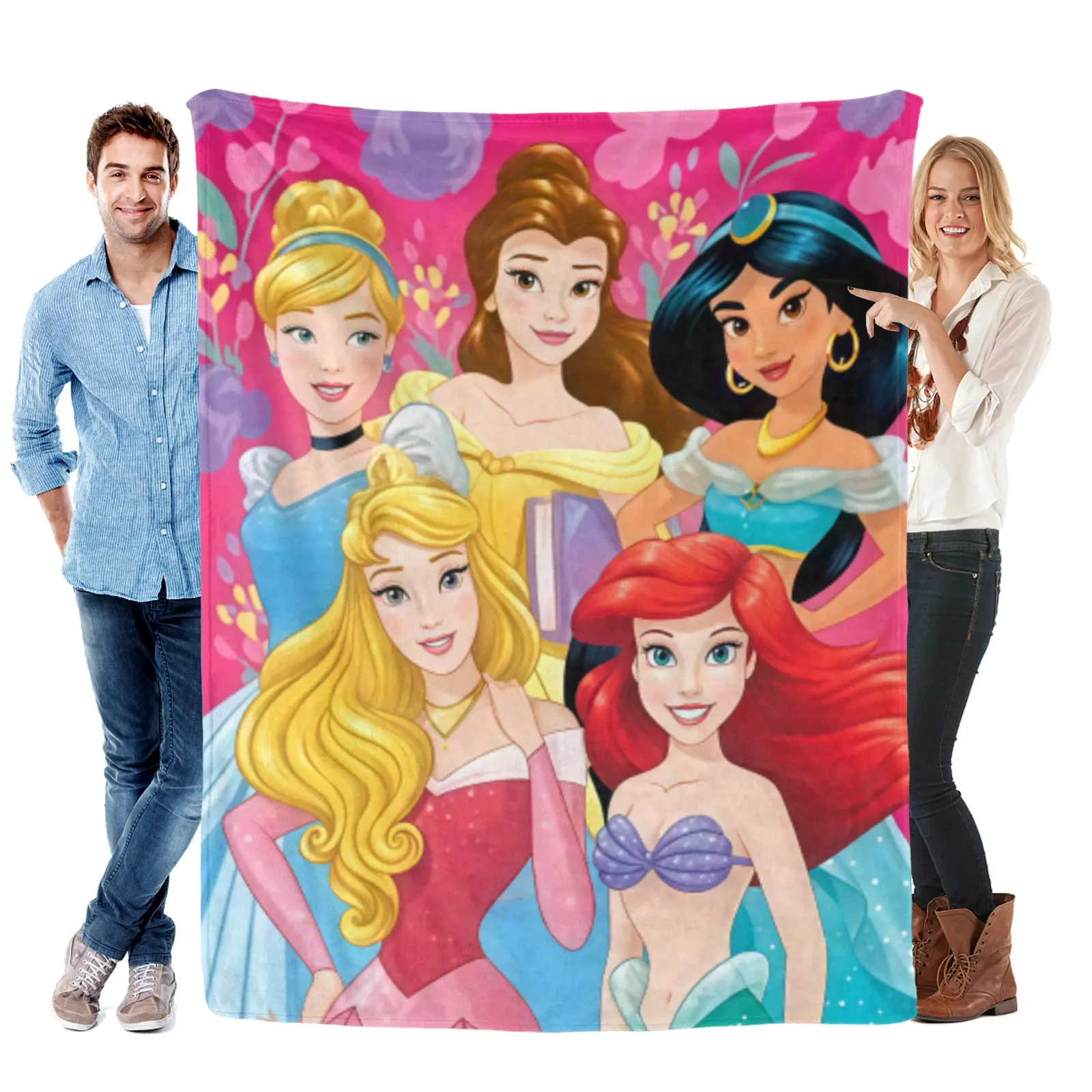 Disney Princess Blanket, Dreamy Floral Princess Plush Blanket, Soft Cover For Toddler Bedtime Story Time