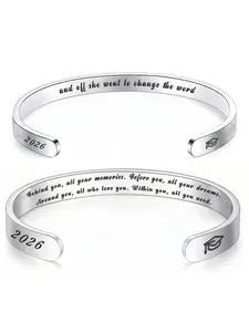 Graduation Stainless Steel Bracelet, Plain Design, All Season Wear, Ideal for Graduates & Special Occasions, Durable Jewelry Accessory