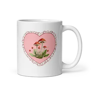 Whimsical Coquette Fairycore Pink Mushroom Coffee Mug – Enchanting Aesthetic Drinkware