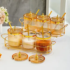 Transparent Spice Jar with Lid and Spoon, Kitchen Storage Organizer for Seasonings, Durable Condiment Container for Easy Use