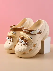 Women's Cute Cartoon Design Slides, Open Toe Slippers, Casual Comfortable Thick Sole Slippers, Trendy Soft Non-slip Slippers for Indoor & Outdoor Wear, Walking Shoes