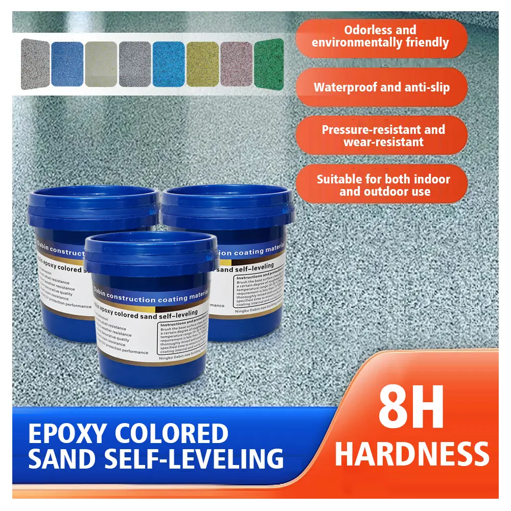 3-Gal Large Capacity Epoxy Colored Sand Floor Paint - Waterproof, Anti-Slip, High-Gloss Marble Effect Self-Leveling Epoxy Flooring Coating for Garages, Basements, Marble Look