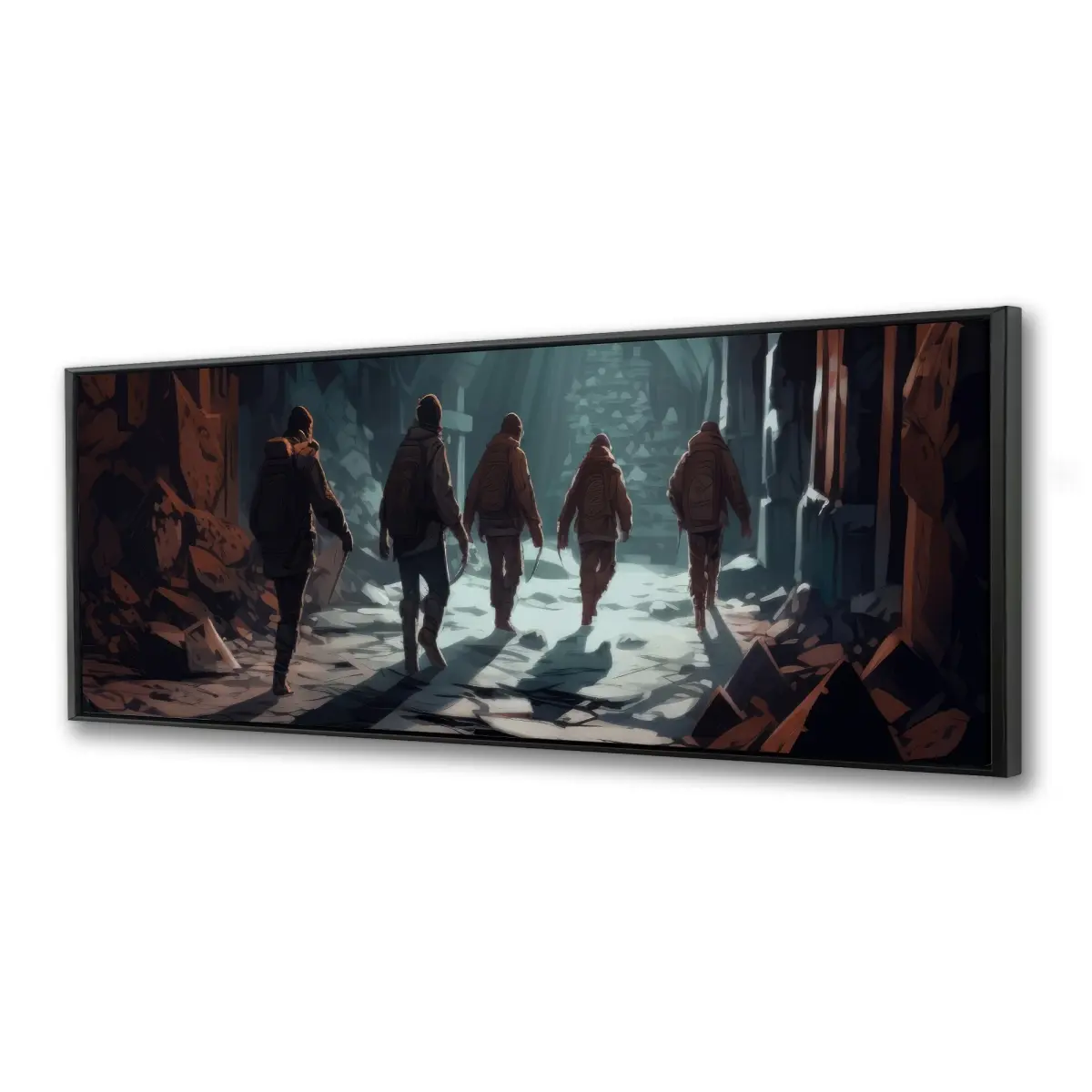 Pictorem C1FC1648I5P2KP 16 x 48 in. The Catacombs - Beige Framed Canvas Wall Art for Home Decor