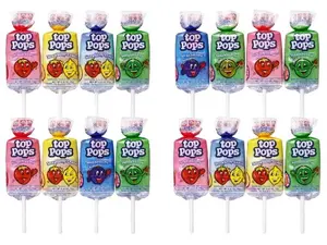 Taffy Top Pops Assorted Flavored Taffy Lollipops 16-Pack Chewy Fruity Candy Snack for Parties and Events Individually Wrapped