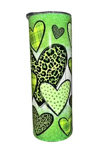 Green St. Patrick's Day Hearts - 20oz oz 20 oz. 20oz. - Skinny Straight Sublimation Tumbler - Amy's Tumbler Junkies - Your Favorite Tumbler Shop!