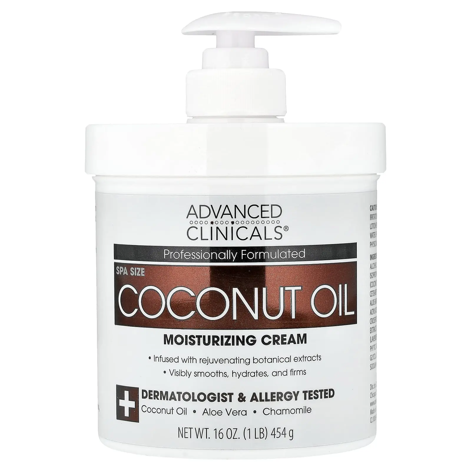 Advanced Clinicals Coconut Oil Moisturizing Cream, 16 oz (454 g)