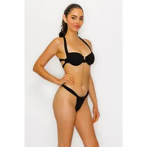 Anais Textured Ruched Underwire Multi-Strap Bikini TOP