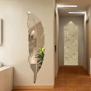Feather-shaped Mirror Wall Stickers For Creative Decoration In The Bedroom, Living Room, And Bathroom, As Well As Self-adhesive Wall Decals For Wall Decoration.