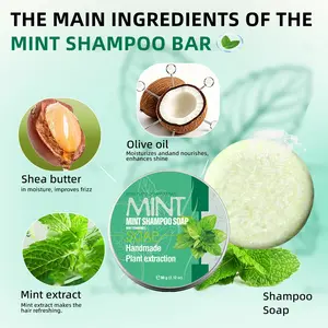New Peppermint Shampoo Bar, Refreshing Scalp Control, Oil-Free, Invigorating Peppermint Scent, Single Item, No Ethanol, Non-Flammable