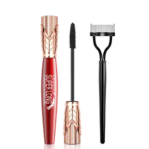 Crown Design 4D Mascara with Special Lash Comb Set, Curling Volumizing Lengthening, Natural Non-Smudging, Compact Portable Daily Beauty Tool