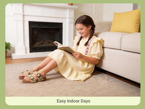 DREAM PAIRS Girls Boys Slides For Kids Non-Slip with Adjustable Straps for Indoor & Outdoor Toddler Little Kid/Big Kid