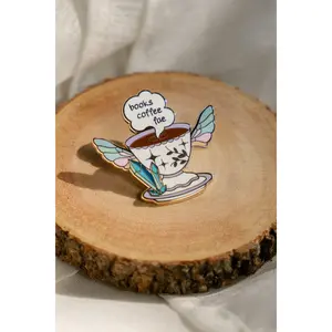 "Books Coffee Fae" Bookish Enamel Pin