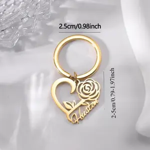 [Rose Name Keychain] Personalized Rose Name Keychain - Custom Chainless Keychain, Exquisite Flower Car Keychain Gift for Best Friend