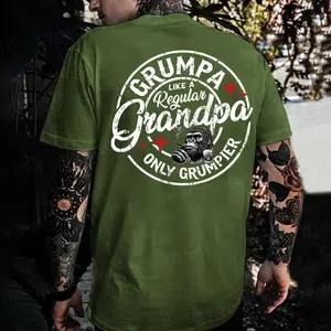 Grumpa Like A Regular Grandpa Only Grumpier Monkey 100% Cotton Men's T-shirt