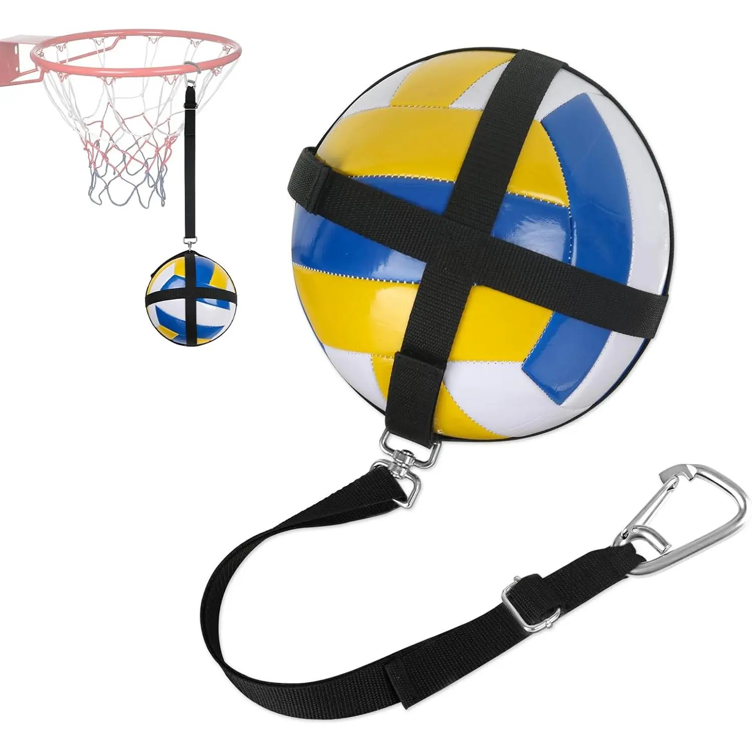 Volleyball Spike Trainer, Volleyball   Equipment for Basketball Hoop, Adjustable Volleyball Attack Holder for Solo Target Practice Jumping, Arm Swing Mechanics, Spiking Power Improving