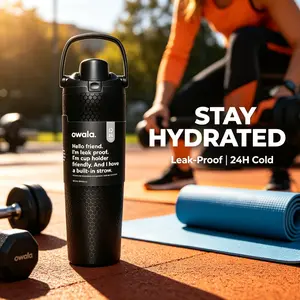 Owala 30oz Golf Water Bottle, Non-Toxic Water Bottle, Leak Proof, Two-In-One Straw Cup, BPA Free, Ideal Choice For Sports Enthusiasts, Holiday Gift, Black