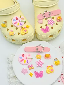 Cute Star Butterfly Shoe Charms Set, Macaron Color Palette, DIY Shoe Accessories for Girls, Fashionable Footwear Decorations