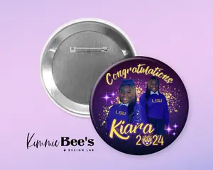10 custom 2.25 inch metal back pins/badge/pinback buttons with picture and words of your choice