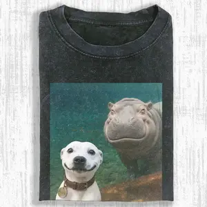 Funny Dog and Hippo Laughing Meme T-Shirt, Meme shirt, Dog Lover