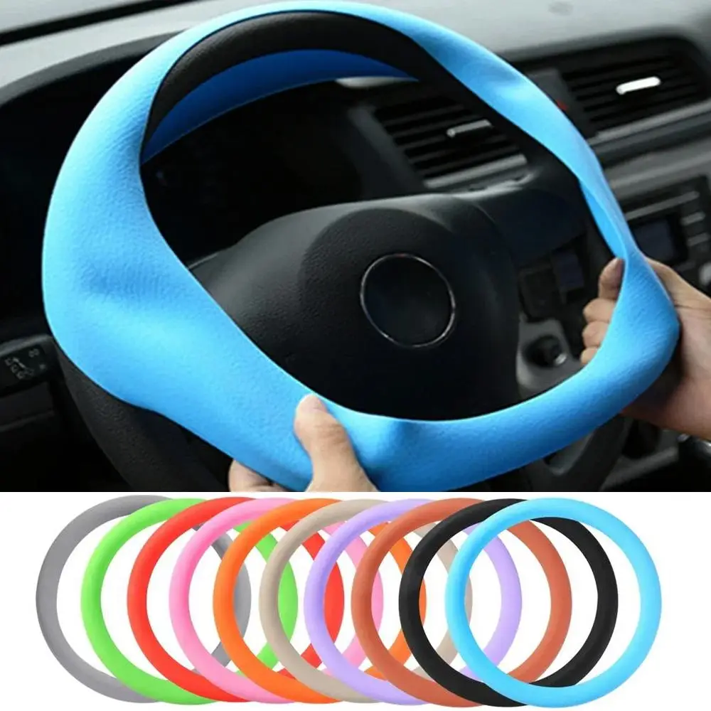 Universal Car Steering Wheel Cover, Soft Silicone Car Anti-slip Steering Wheel Cover, Car Interior Accessories for Women & Men
