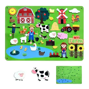 Farm Animal Felt Story Board Set, 35pcs/set Early Learning Supplies, Interactive Storytelling Game, Wall Mounted Teaching Aid, Family Game, Board Games