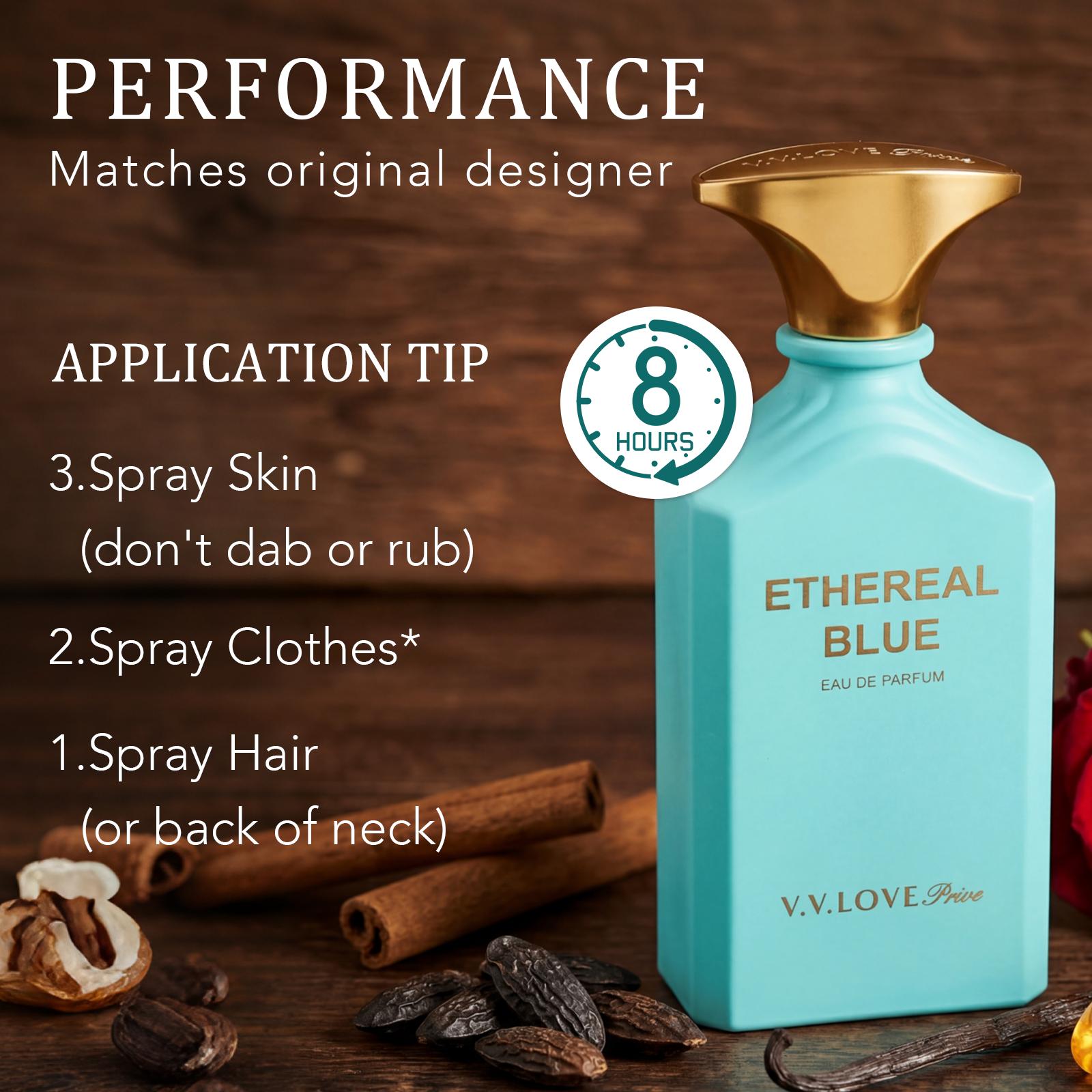 Ethereal Blue | Ambery Vanilla Floral | EDP Luxury Women Perfume 100ml | Almond,Cinnamon,Vanilla & Amberwood | Long Lasting Date Night,Party & Weekend Outing