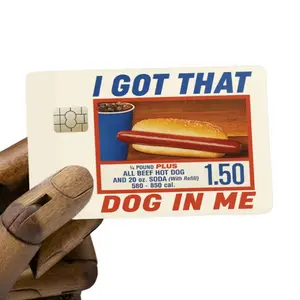 I Got That Dog In Me Credit Card Cover - Funny Alpha Energy Meme Vinyl Sticker Retro Design Hot Dog & Soda Graphic