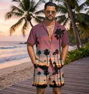 2026 Hot Men's Set Hawaiian Matching Set Summer Beach Funny Aloha Tropical Flowers Costume Men Hawaiian Shirt Texas HawaiianSunset Venice Beach Men Hawaiian Shirt
