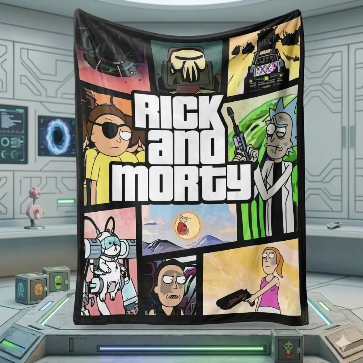 Rick And Morty Comic Theme Blanket  Throw Blanket  Soft And Comfortable  Multi Scene Use  Perfect Gift For Fans  Ideal For Bed  Office  Sofa  Camping  Travel  Skin Friendly  Soft  And Lightweight