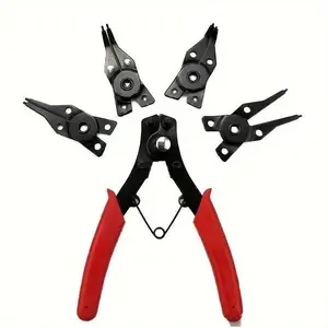 4-In-1 Circlip Pliers Set Snap Ring Pliers Multi Crimp Removable Plier Head Retaining Circlip Pliers Hand Tools Multifunctional Hardware