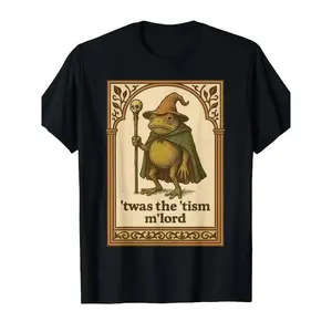 100% CottonMen's Funny Wizard Frog Autism Consciousness T-shirt-'This is my disease' Medieval Frog Pattern Short Sleeve, Black Top, Suitable for Masquerade, Comic-Con and Daily Leisure Wear-Perfect Gift for Adults, skin-friendly softness, outdoor