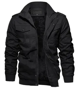 MAGCOMSEN Men's Winter Jacket with Multi Pockets Zip Front Thick Thermal Fleece Lined Coat Work Cargo Jacket for Men