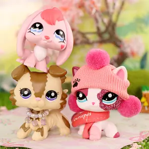 3 Pcs Rare Mini Pet Shop Animal Figurine-Rare Collectible Shorthair Cat #1647 Collie #2210 Bunny #557 Figurine with Unique Blue & Brown Eyes |Charming Little Pet Accessory, Perfect Gift for Dog and Cat Lovers, Room Decor