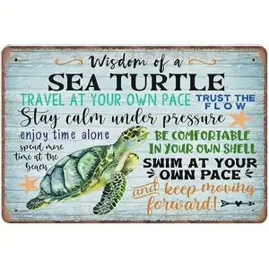 Wisdom Of Sea Turtle Tin Signs, Coastal Decor, Inspirational, Beach Decor, Funny Vintage Metal Sign, Plaqu Poster Wall Art Pub Bar Kitchen Garden Bathroom Home Decor, Room Wall Decor, Art Wall Decor Hanging Painting
