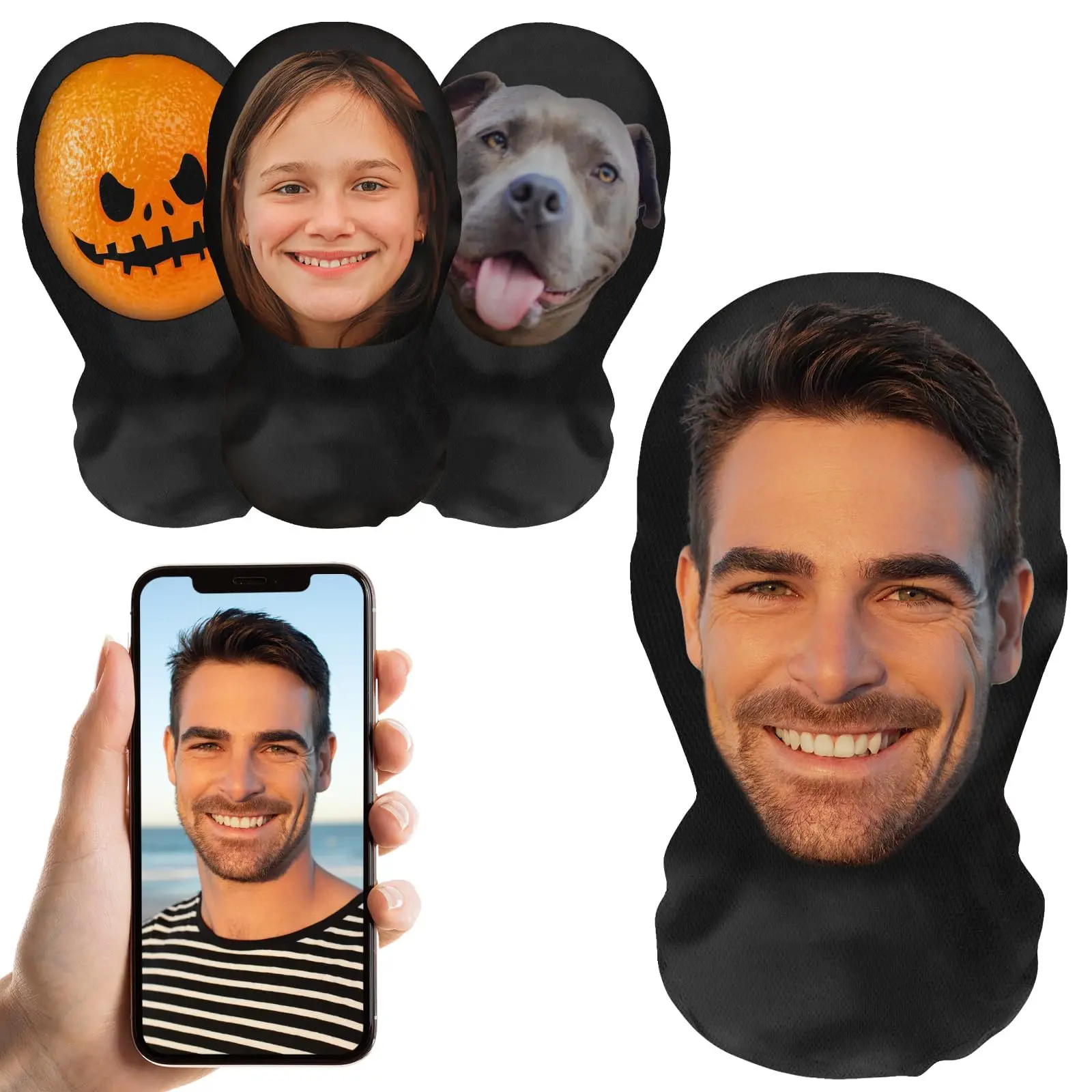 BARLEY ONE Click “Shop Chat”, Send Photos, Personalized Realistic Mask for Adults Human Face Funny Custom Celebrity Veil with Photo/Text/Logo Reusable Fraud Mask Of Prank for Men Women