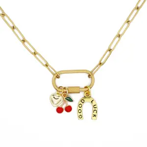 Horseshoe, Cherry, and Heart Charm necklace