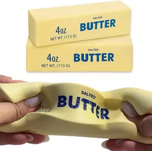 Butter Squishy Toy, PU 4oz Butter Stick Shaped Soft Squeeze Fidget Toy, Slow Rising Sensory Squishy, Realistic Butter Desk Toy, Fun Stress Relief Hand Toy, Cute Gift for Teens & Adults