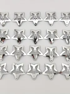 20pcs Star Shaped Hair Clips, Hair Clip Set, 2000s Y2K Style Snap Grip Star Hairpins, Silver Metal Hair Accessories Suitable For Girls And Women, Street Style Claw Clips Hair Claws Hair Barrettes, School Stuff, Head