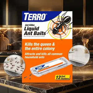 TERRO T300B Liquid Ant Killer Bait Stations, 12-Pack Indoor Borax Pest Control Traps - Kills Queen & Entire Colony