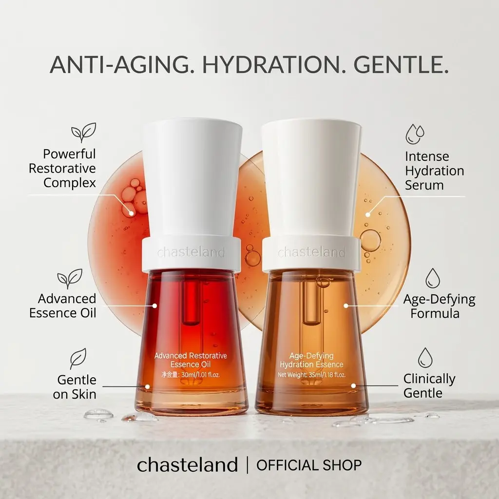Chasteland Tea Extract Serum — provides antioxidant benefits, tightens skin, repairs the barrier, and helps prevent dullness and aging in sensitive skin. Includes moisturizing care; a skincare set suitable for both men and women. Renewal