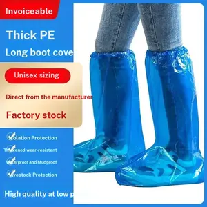 One-Use Long Boot Covers Pe Waterproof Mudproof Farm Thickened Protection Boots Rain Outdoor Rafting Riding Disposable Shoe Covers