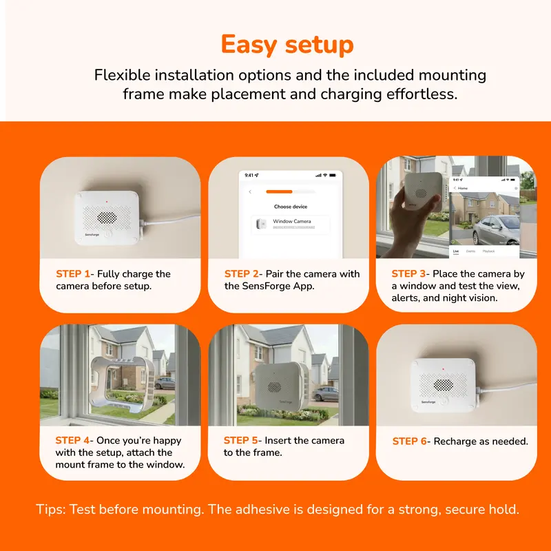 SensForge Wireless Window Security Camera Digital - Battery-Powered WiFi Device with Window Mount, 3x Digital App Live View, 2.4GHz/5GHz WiFi, Motion & Human Detect, Color Night Vision, English Powerline Support, MicroSD Slot (No SD Card Included) SensForge Wireless Window Security Camera Digital - Battery-Powered WiFi Device with Window Mount, 3x Digital App Live View, 2.4GHz/5GHz WiFi, Motion & Human Detect, Color Night Vision, English Powerline Support, MicroSD Slot (No SD Card Included)