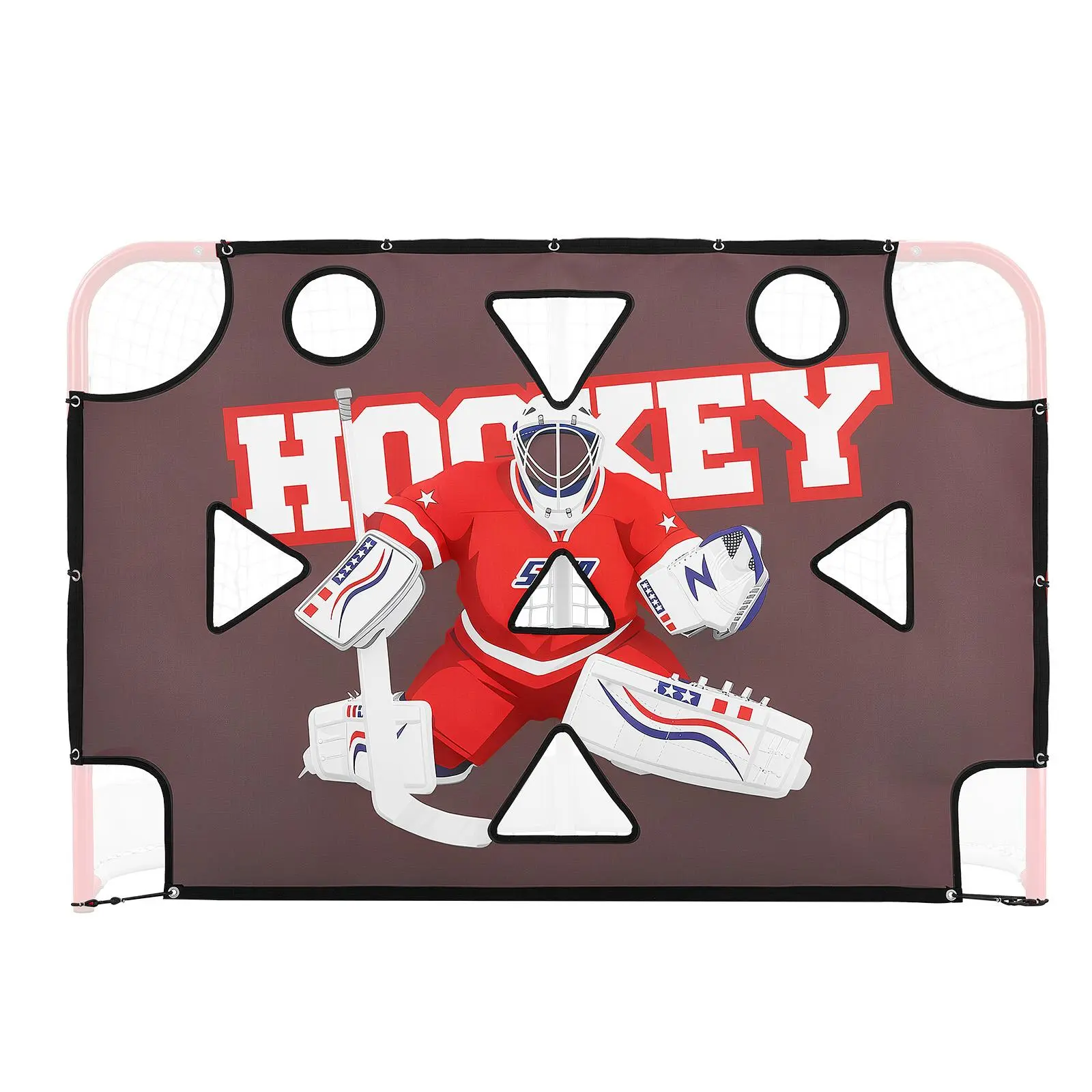 VEVOR Street & Ice Hockey Goalie Shooting Target, Tear-proof Premium Net with 11 Holes, Easy Attach Shooter Tutor Training Equipment for Shooting Accuracy#SohoChic, Tear-Proof Net