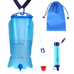 Gravity fed water filters, camping survival gear and equipment Outdoor Emergency Water Filter Wilderness Life Emergency Direct Drinking Water Filter Wild Drinking Sterilizing Filter Sipper