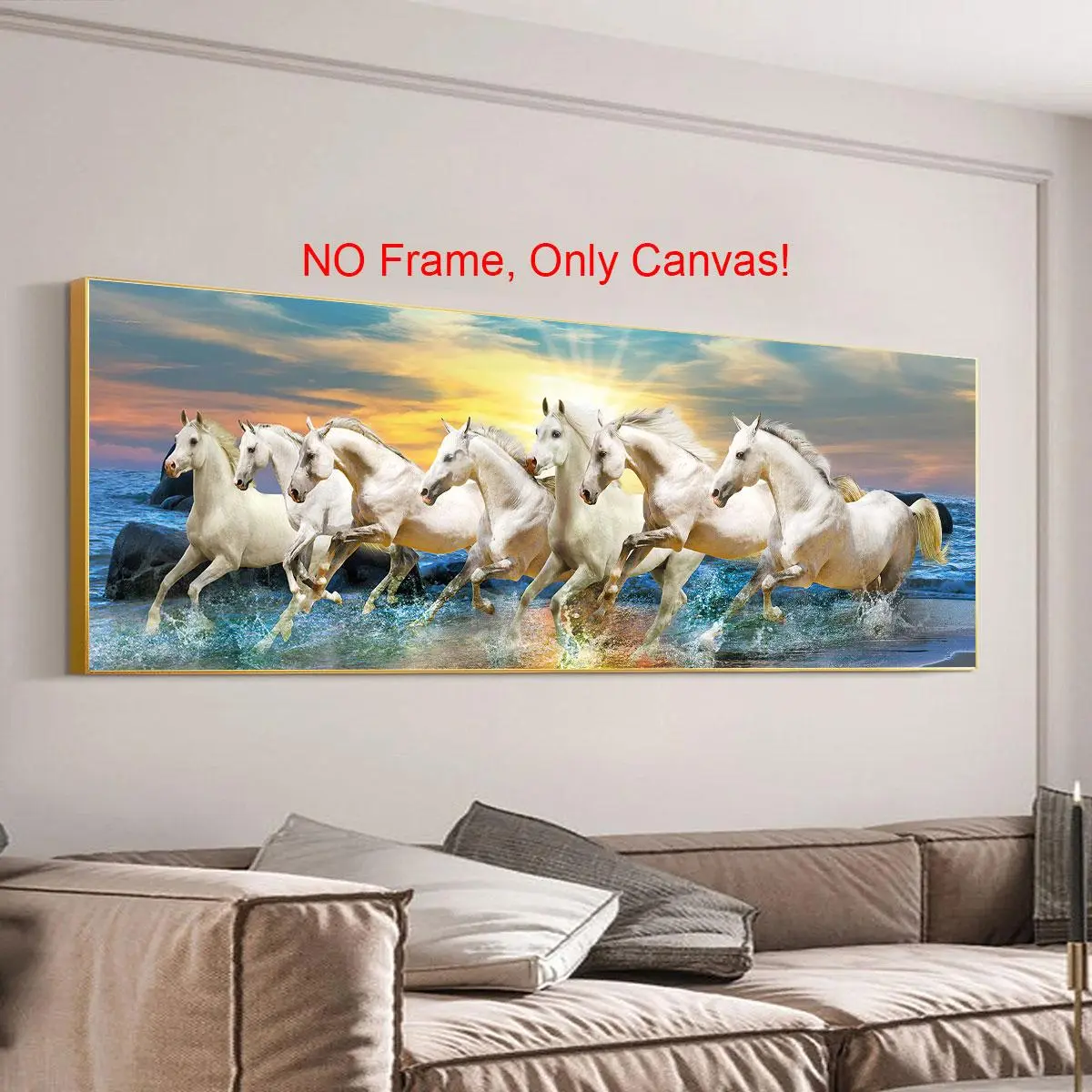 Horse Running Pattern Canvas Painting without Frame, Unframed Animal Prints Art Print, 1 Count Modern Animal Art Poster, Wall Art Decor for Home Living Room Bedroom Office, Aesthetic Wall Decor