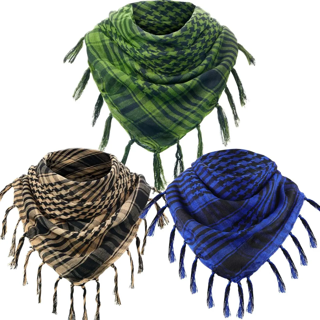 3 Pack Shemagh Keffiyeh Head Neck Scarf Turban Unisex Arab Plaid Fringe Scarves with Tassel for Outdoor Camping Limited Stocks Only Cotton Desert Adventures