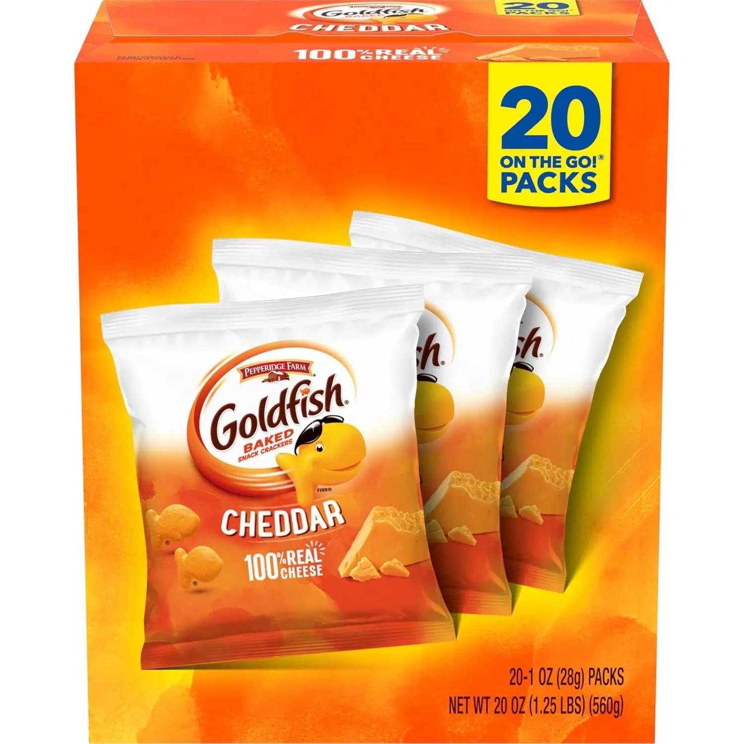 Goldfish Crackers Big Smiles Variety Pack with Cheddar, Colors, and Pretzels, Snack Packs, 30 Ct