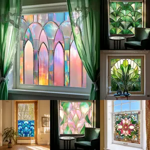Colorful & Cool Square Electrostatic Window Sticker Stained Glass Home Décor for Glass Windows